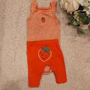 Carter's Orange Leggings with Strawberry Appliqué